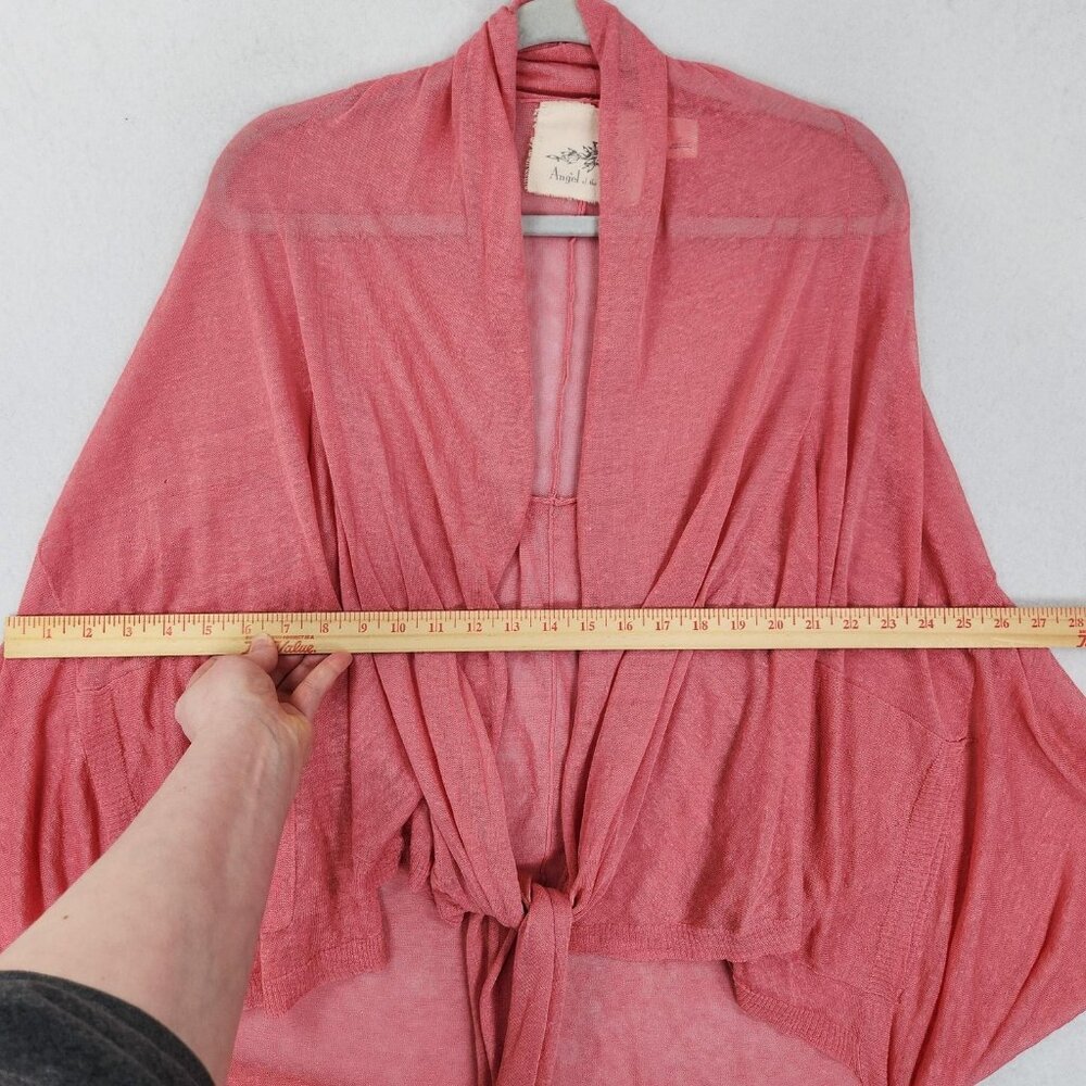 Anthropologie Angel Of The North Sweater Women Medium Pink Linen Blend Tie Front - Picture 7 of 16